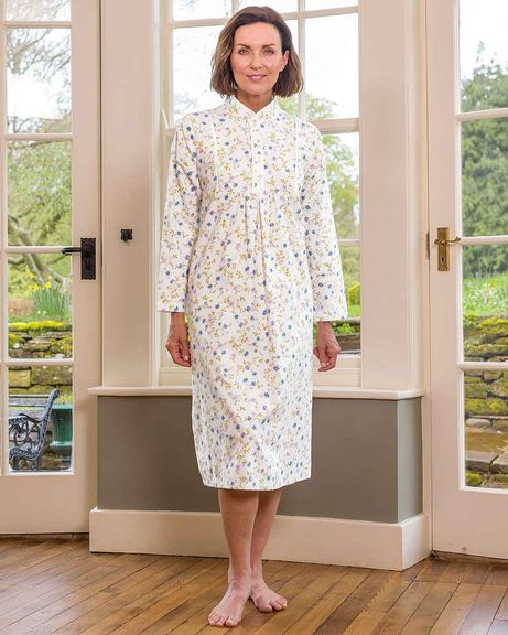 Long sleeved nightdresses brushed cotton best sale